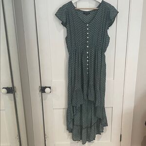 Green Button-Front Midi Dress